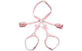 Strict PU Faus Leather Bondage Harness with Bows M / L Cuffs And Restraints